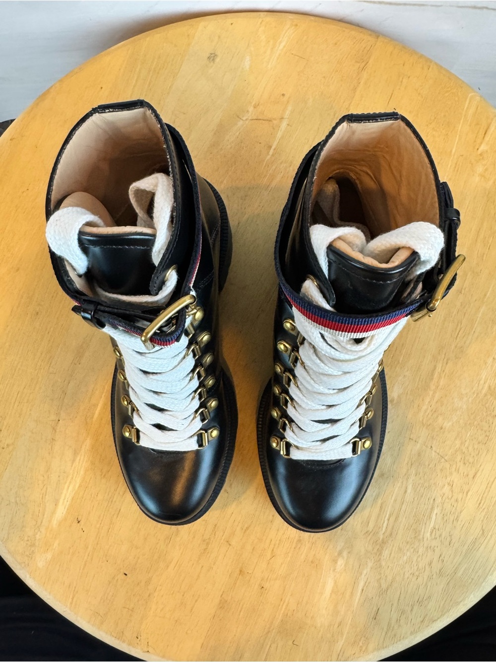 Gucci | Black Leather Lace-Up Combat Boot, EU 36.5 - Picture 4 of 12